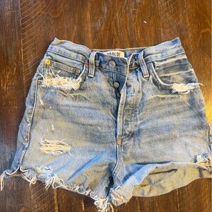 Agolde Women's Light Blue Distressed Jean Shorts